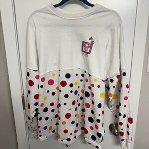 Disney White and Red Long Sleeve Polka Dot Tee